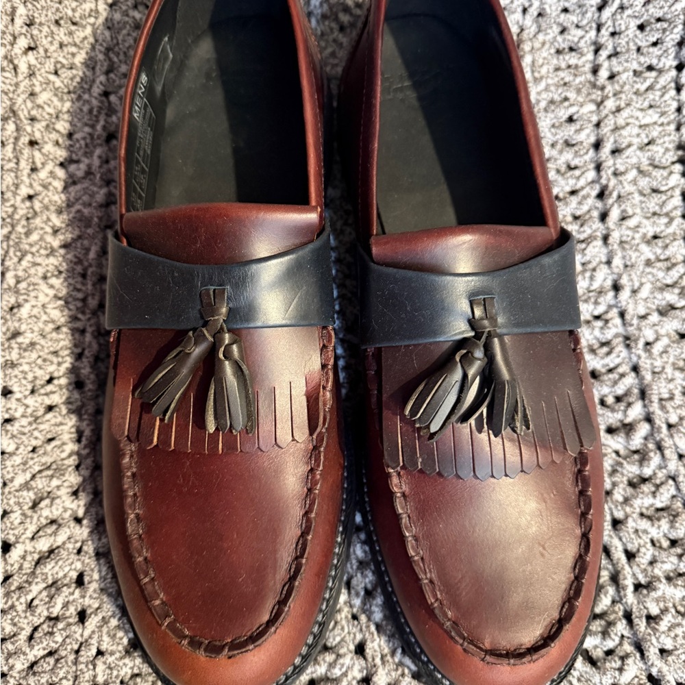 Dr. Martens Leroy Burgundy and Black Tassel Loafers